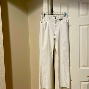 Simon Chang White Stretch Mid Rise Pants 6